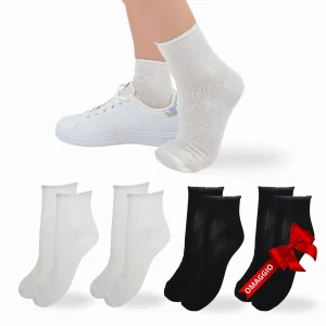 Calzini Donna COTONE LEGGERO FILO DI SCOZIA 4 Paia,di cui 1 in Omaggio Calze Donna Made in Italy ASS1