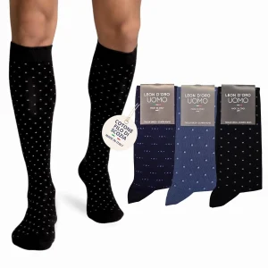 Calze Uomo Cotone Disegno Micro Lunghe 3 Paia calze uomo Fantasia calze Filo di Scozia MICRO
