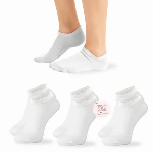 Calzini Donna COTONE LEGGERO corto Calze Donna FILO DI SCOZIA Sneaker Fantasmini Donna Made in Italy BIANCO