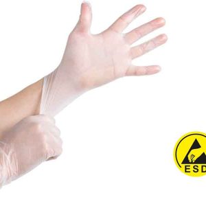 Guanti antistatici ESD monouso Cleanroom in vinile (S-L, 100pz)
