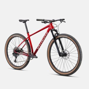 SPECIALIZED CHISEL HT COMP GLOSS RED TINT FADE OVER BRUSHED SILVER/TAR BLACK/WHITE W/GOLD PEARL
